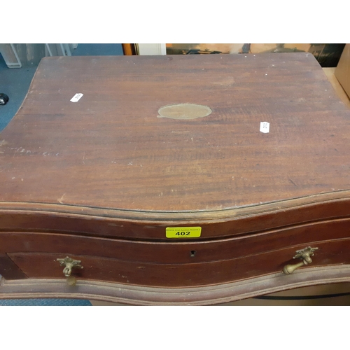 406 - An early 20th century cutlery box and contents to include pewter and silver plated tankards and bras... 