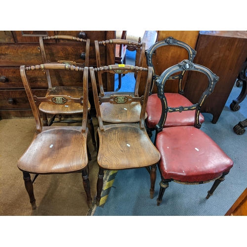 414 - A set of four 19th century Ernest Saunders elm seated country chairs, together with a pair of Victor... 