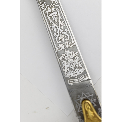 149 - An Edwardian General Officers pattern 1831 sword, having a curved blade inscribed ERVII, crowned and... 