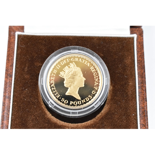 102 - Queen Elizabeth II (1952- 2022) a cased Royal mint Britannia 1/2oz proof coin, dated 1987, struck in... 