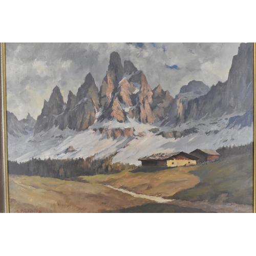 174 - Max Pistorius (1894-1960) Austrian
depicting an alpine mountain landscape, signed lower left in red,... 