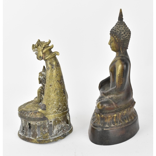 57 - A Sino-Tibetan bronze figure of the Buddha Shakyamuni, seated in Padmasana with his right hand in Bh... 