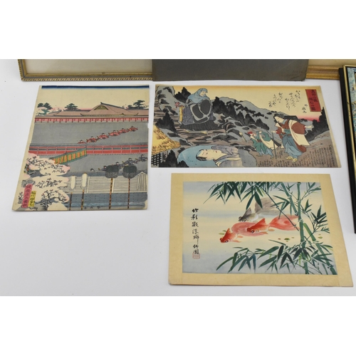 82 - A small collection of 19th century Japanese woodblock prints, to include one by Utagawa Kunisada (To... 