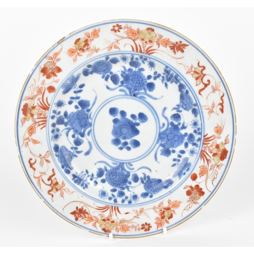 28 - Three Chinese 18th century porcelain plates, to include two of octagonal form with willow pattern de... 