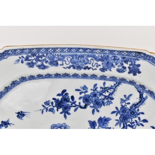 36 - A Chinese export blue and white porcelain meat dish, 18th century, probably Qianlong period (1736-17... 