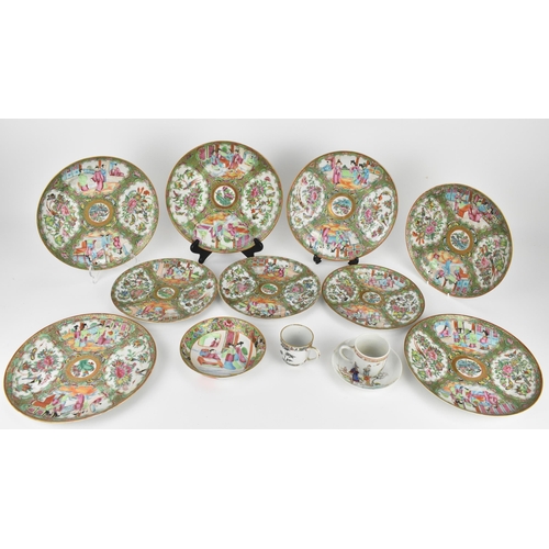 40 - A set of six Chinese Canton export porcelain plates, late Qing dynasty, in the Famille Rose palette ... 