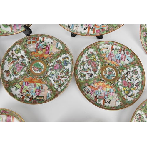 40 - A set of six Chinese Canton export porcelain plates, late Qing dynasty, in the Famille Rose palette ... 