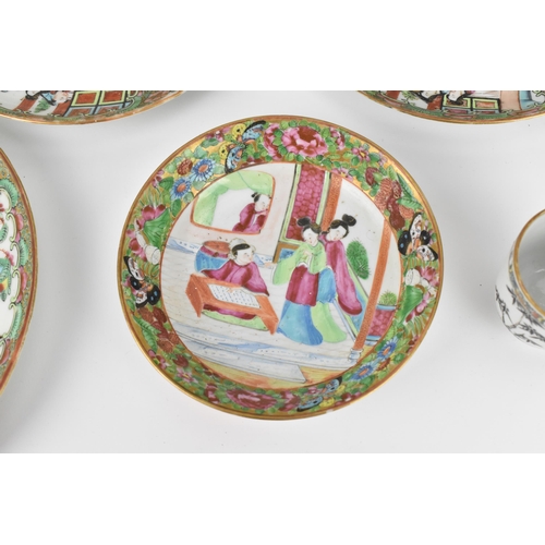 40 - A set of six Chinese Canton export porcelain plates, late Qing dynasty, in the Famille Rose palette ... 