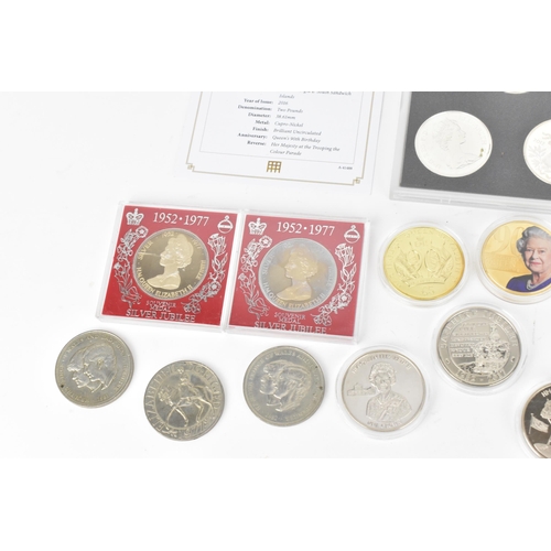 121 - A collection of Queen Elizabeth II and Royal related commemorative coins to include the Royal Canadi... 