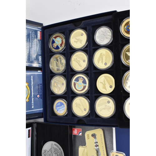 123 - A collection of Royal Mint and other commemorative coins of WWII and RAF interest to include the 24c... 