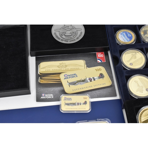 123 - A collection of Royal Mint and other commemorative coins of WWII and RAF interest to include the 24c... 