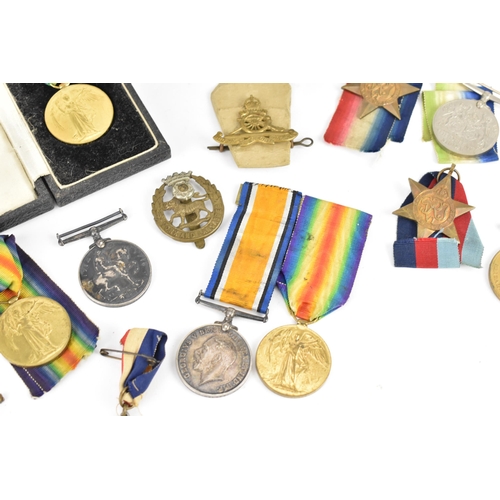 138 - British mixed medals to include WW1 cased Victory medal awarded to 10230 Pte CA Helsey D. of. CORN. ... 