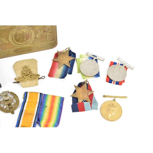 138 - British mixed medals to include WW1 cased Victory medal awarded to 10230 Pte CA Helsey D. of. CORN. ... 