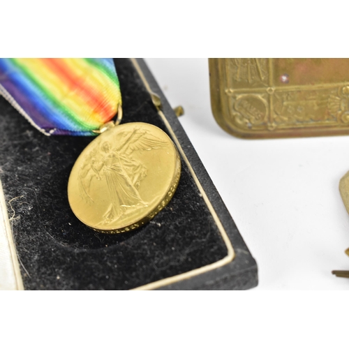 138 - British mixed medals to include WW1 cased Victory medal awarded to 10230 Pte CA Helsey D. of. CORN. ... 