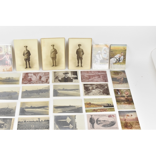 144 - A collection of WW1 and later related postcards to include Sweetheart examples along with others dep... 