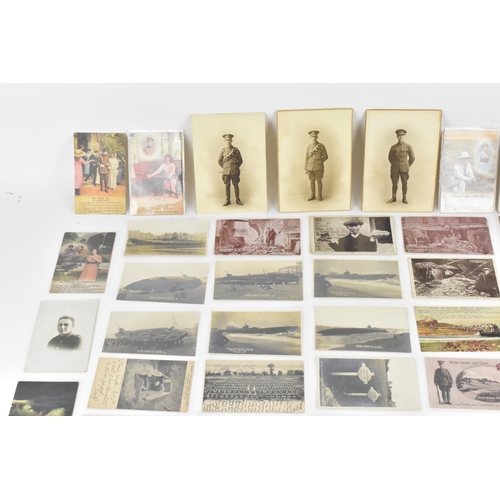 144 - A collection of WW1 and later related postcards to include Sweetheart examples along with others dep... 