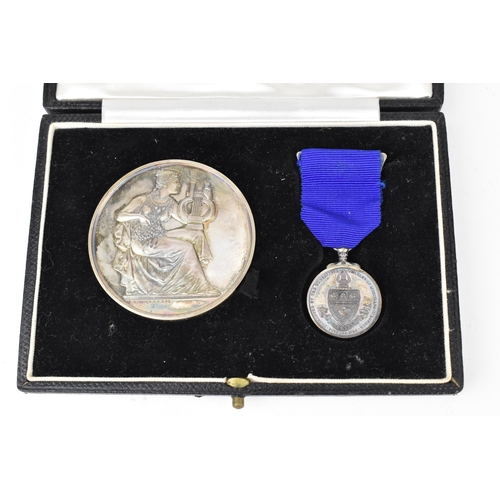 145 - The Worshipful Company of Musicians presentation medal and miniature on blue ribbon, awarded to ALBE... 