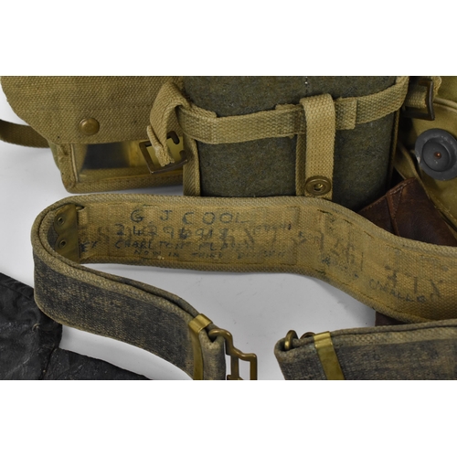 151 - Mixed British army uniform webbing items and others comprising of 19th/20th century black leather sc... 