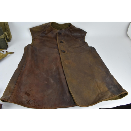 151 - Mixed British army uniform webbing items and others comprising of 19th/20th century black leather sc... 