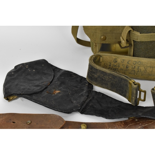 151 - Mixed British army uniform webbing items and others comprising of 19th/20th century black leather sc... 