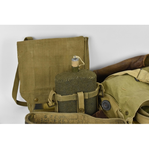 151 - Mixed British army uniform webbing items and others comprising of 19th/20th century black leather sc... 