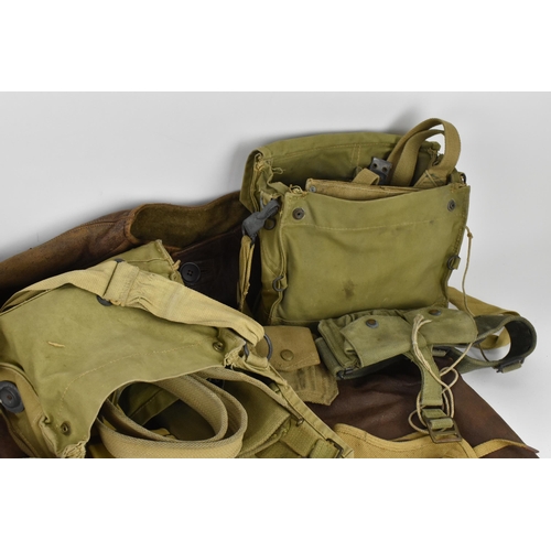 151 - Mixed British army uniform webbing items and others comprising of 19th/20th century black leather sc... 