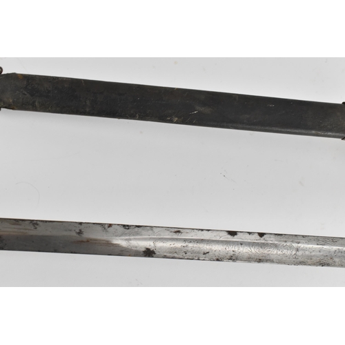 158 - An 1827 pattern Royal Navy Officers sword and scabbard having lion head pommel and folding guard, wi... 