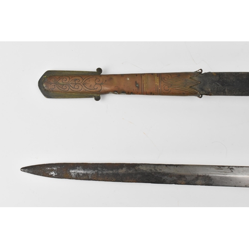 158 - An 1827 pattern Royal Navy Officers sword and scabbard having lion head pommel and folding guard, wi... 