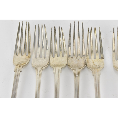 166 - A collection of Victorian silver flatware, to include five tablespoons, seven dinner forks, six sala... 