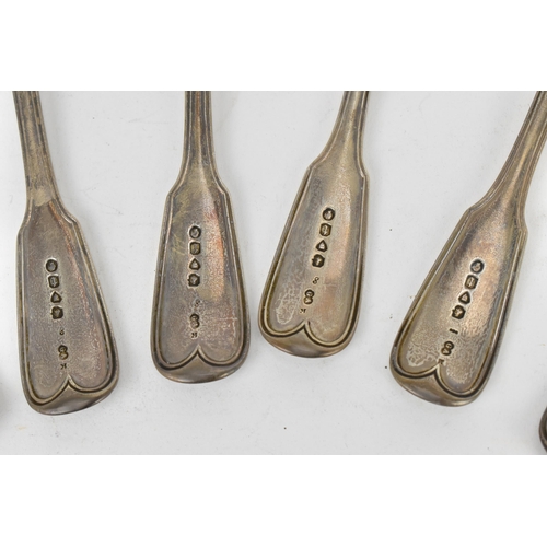 199 - A set of six Victorian silver tablespoons by Chawner & Co, London 1874, in the fiddle and thread pat... 