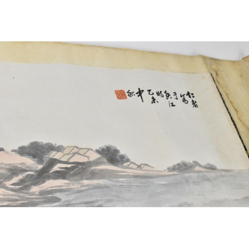 80 - A group of Japanese late Meiji/Taisho period painted scrolls, all four horizontally long scrolls wit... 