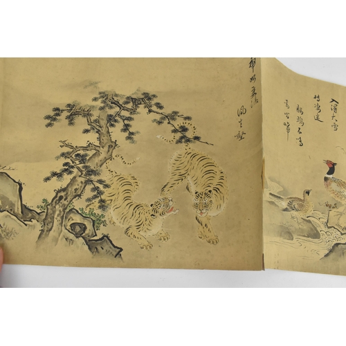 80 - A group of Japanese late Meiji/Taisho period painted scrolls, all four horizontally long scrolls wit... 