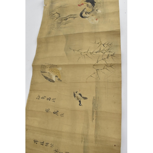 80 - A group of Japanese late Meiji/Taisho period painted scrolls, all four horizontally long scrolls wit... 