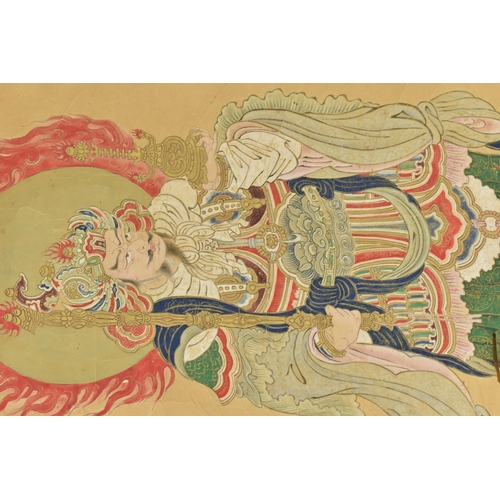 81 - A Japanese late Meiji hanging painted scroll, depicting the deity Bishamonten (Bishamon), lord of tr... 