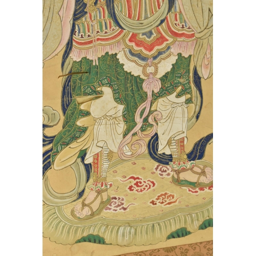 81 - A Japanese late Meiji hanging painted scroll, depicting the deity Bishamonten (Bishamon), lord of tr... 