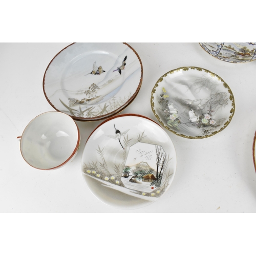 88 - A collection of Japanese late Meiji/early 20th century Kutani ware, to include a teacup stand , side... 