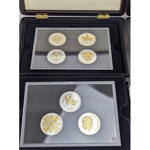 100A - A collection of three Westminster coin sets to include The House of Windsor crown set of three silve... 