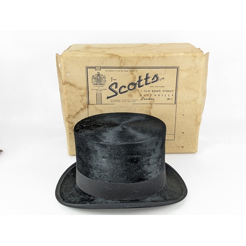 48 - A Christy's London silk plush top hat with Bryant & Co Cheltenham emblem inside measurement 19.5cm x... 