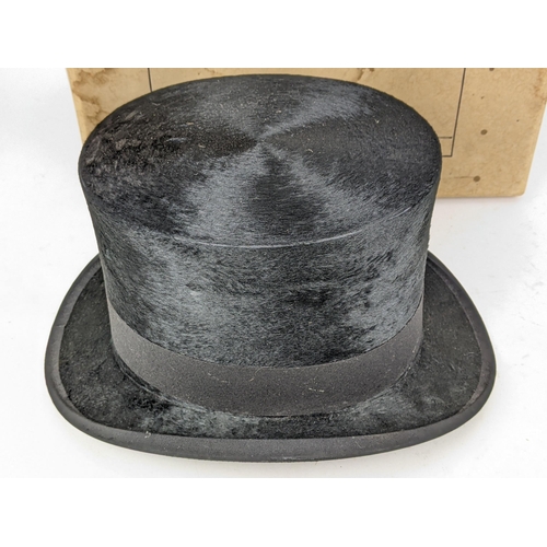 48 - A Christy's London silk plush top hat with Bryant & Co Cheltenham emblem inside measurement 19.5cm x... 