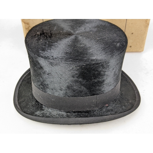 48 - A Christy's London silk plush top hat with Bryant & Co Cheltenham emblem inside measurement 19.5cm x... 