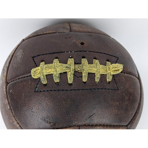 81 - A reproduction of an early 20th century stitched brown leather football, Location: 1:1