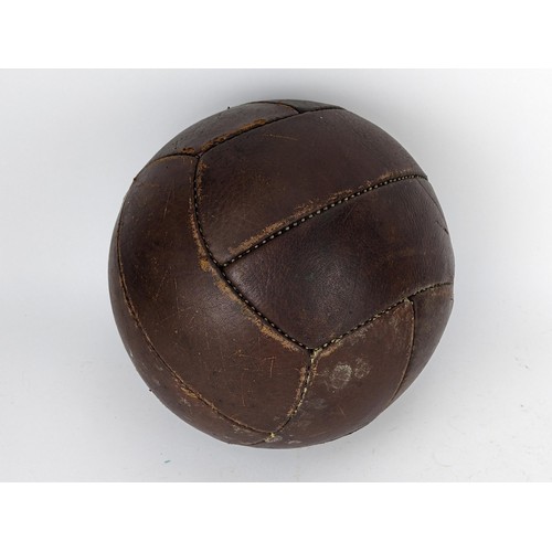 81 - A reproduction of an early 20th century stitched brown leather football, Location: 1:1