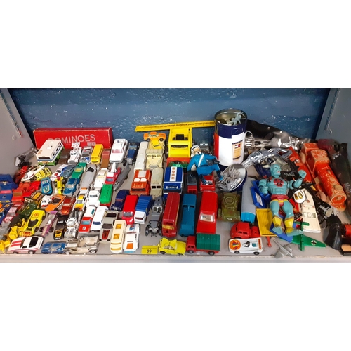 89 - A large quantity of vintage die cast vehicles to include Corgi and Matchbox together with toy guns, ... 