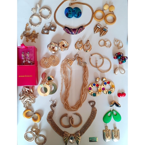 41 - Mixed 1980's and later costume jewellery, mainly earrings to include 4 pairs of Butler & Wilson gold... 