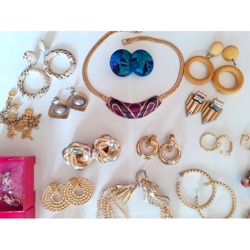 41 - Mixed 1980's and later costume jewellery, mainly earrings to include 4 pairs of Butler & Wilson gold... 