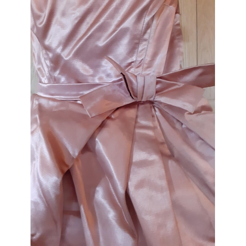 5 - A 1956 bespoke pink silk calf-length strapless and 2 tier dress based on Christian Dior designs that... 