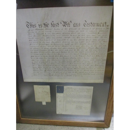 225 - A framed and glazed last Will and Testament of Rebecca Hunt of the Parish of Chalfont St Peter, 19th... 