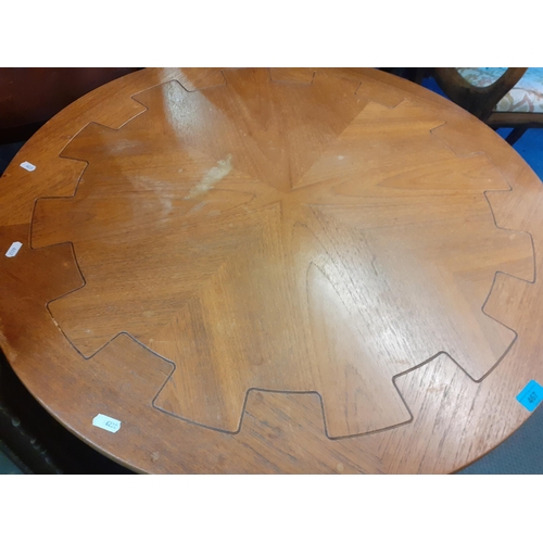 202 - A retro teak circular coffee table with shelf below 50cm h x 86cm d Condition: Some stains to top - ... 