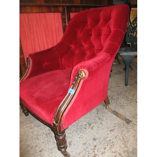 252 - A group of three Victorian style chairs comprising a pair of Victorian mahogany chairs with carved b... 