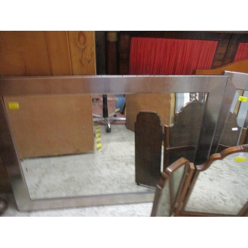 22 - Two modern silver framed mirrors and a walnut triptych mirror
Location: ROS